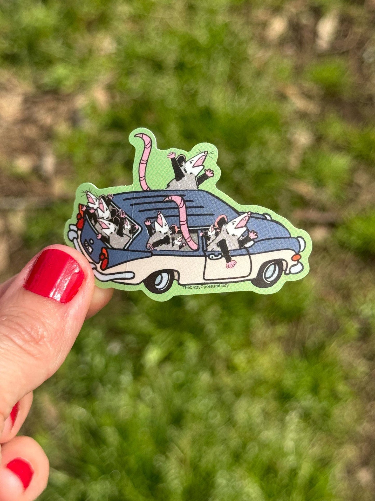 Family Vacation Opossum Vinyl Sticker