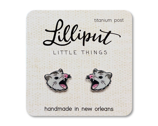 Yelling Opossum Earrings