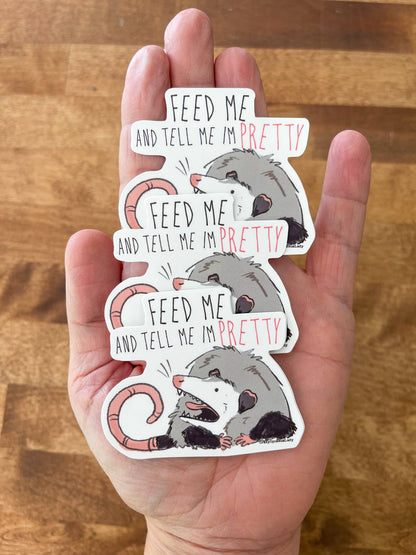Feed Me Pretty Opossum Vinyl Sticker