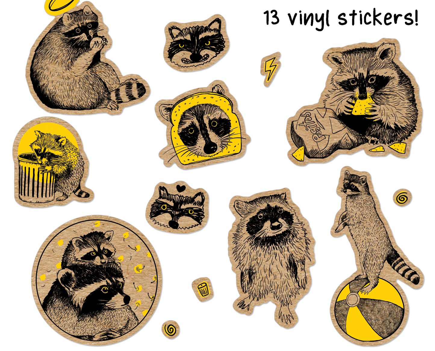 Raccoon Vintage Sticker Sheet