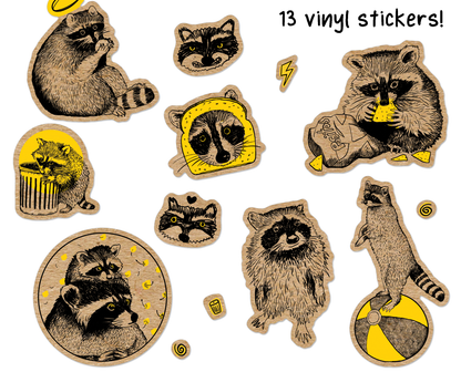 Raccoon Vintage Sticker Sheet