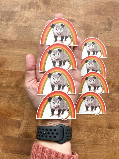 Vintage Rainbow Opossom Joey Vinyl Sticker