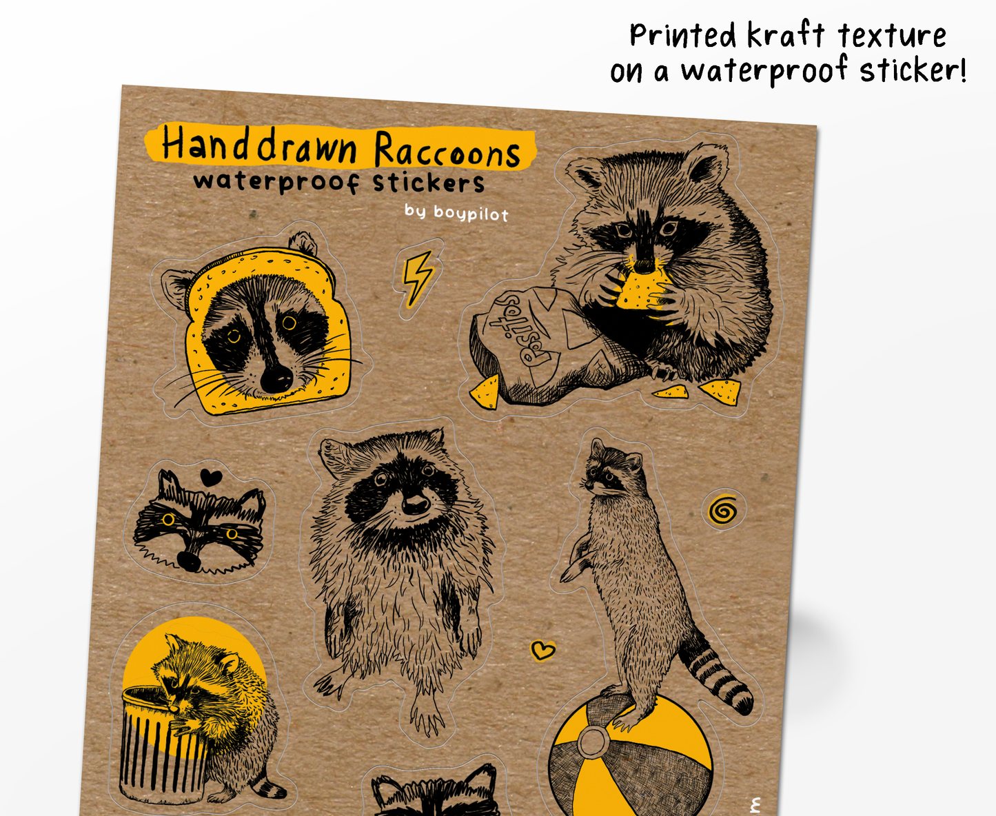 Raccoon Vintage Sticker Sheet