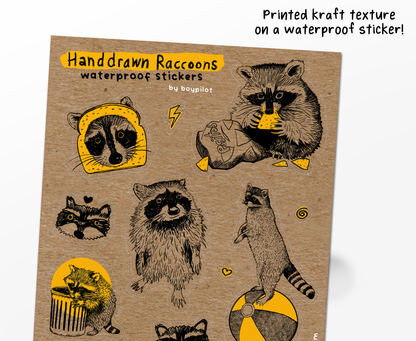 Raccoon Vintage Sticker Sheet