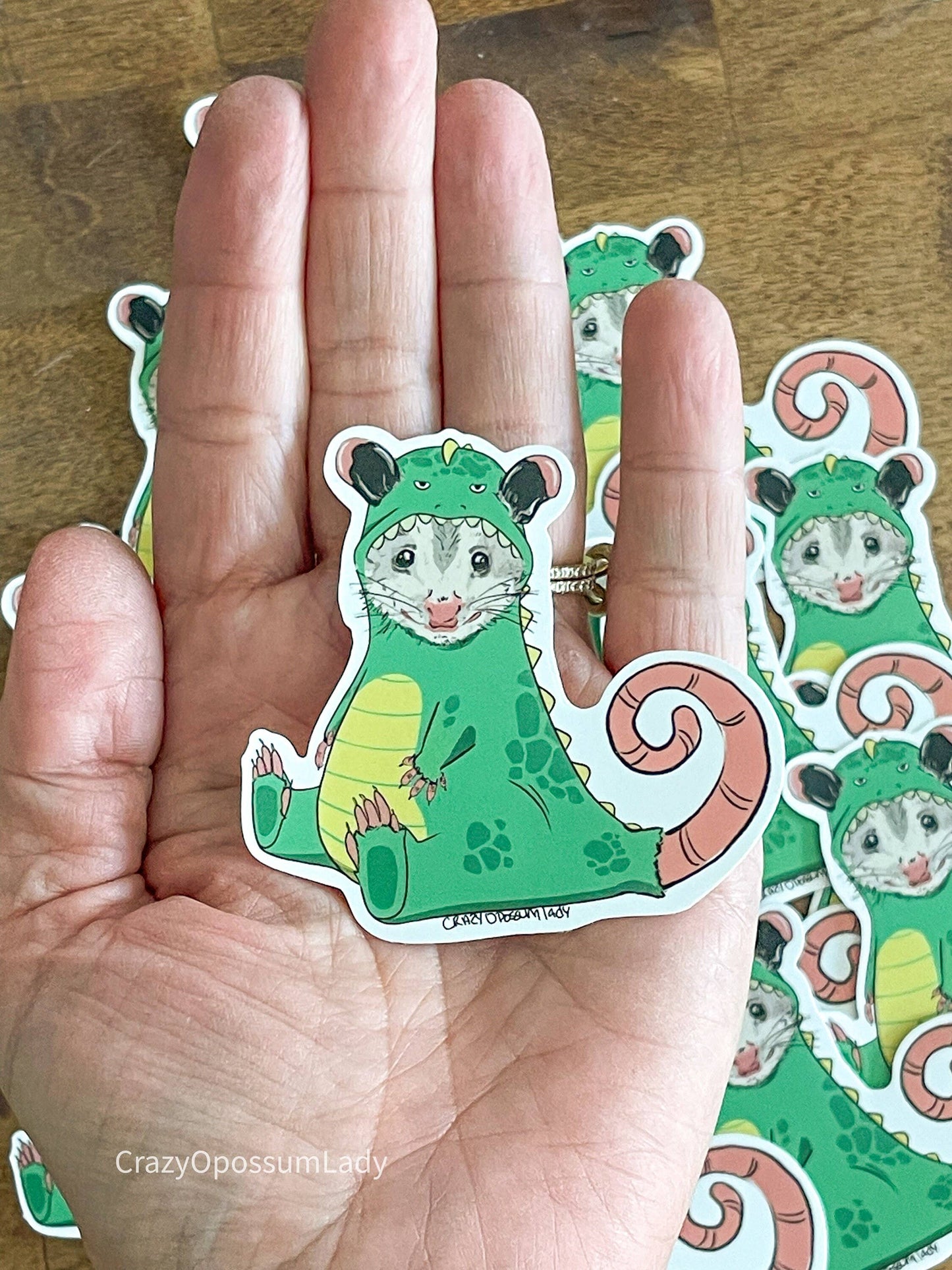 Dino Opossum Vinyl Sticker