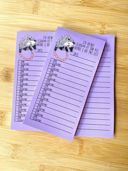 To-Do List Screaming Opossum Notepad