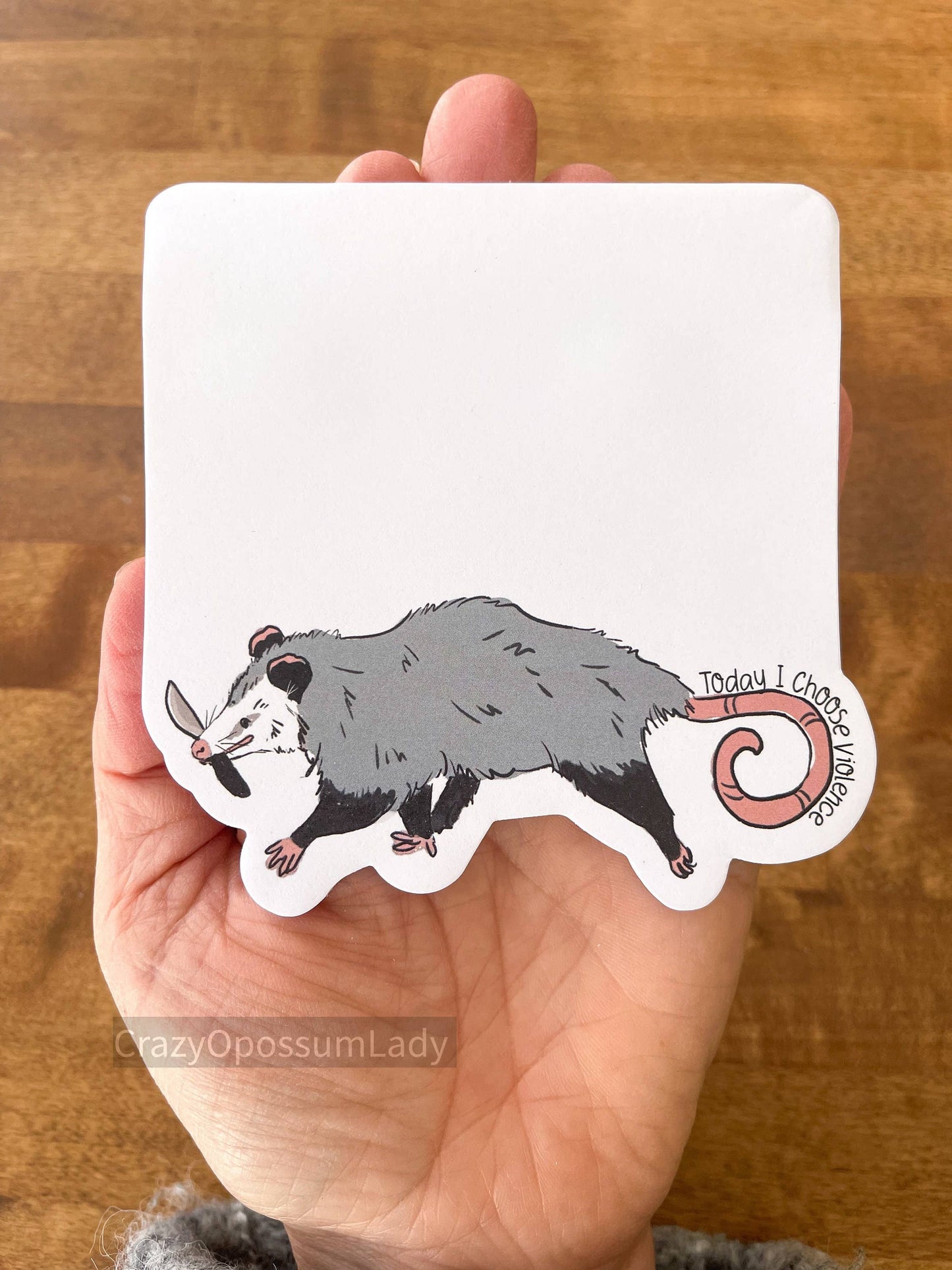 Today I Choose Violence Large Opossum Notepad Stationery
