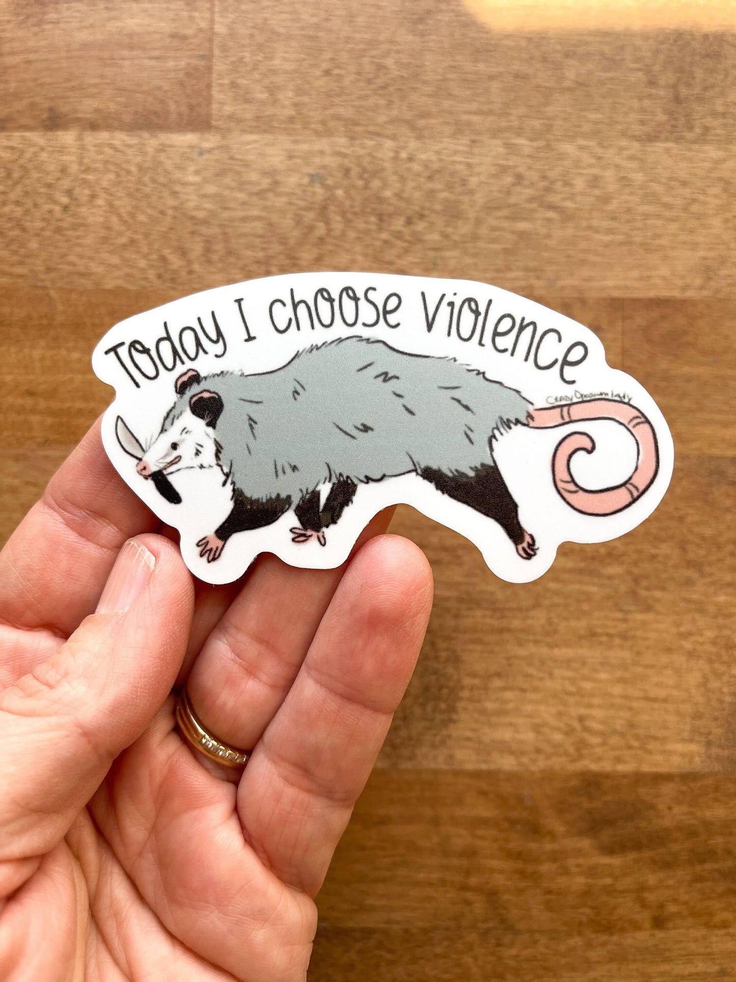 Today I Choose Violence Possum Opossum Vinyl Art Sticker