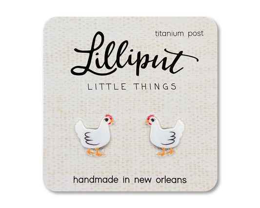 White Chicken Earrings
