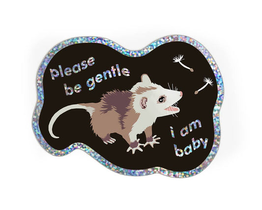I Am Baby Opossum Glitter Vinyl Sticker
