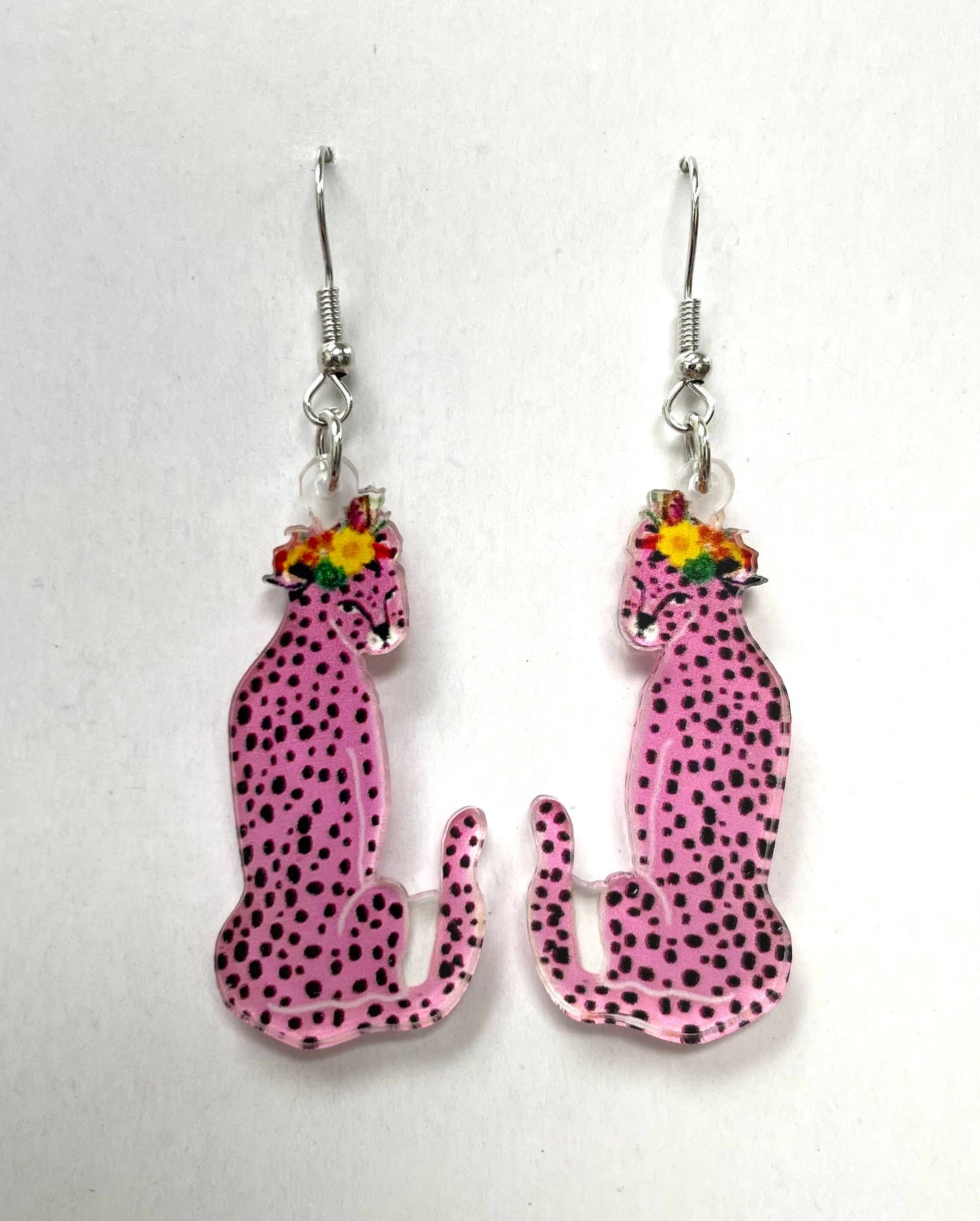 Pink Leopard Acrylic Earrings