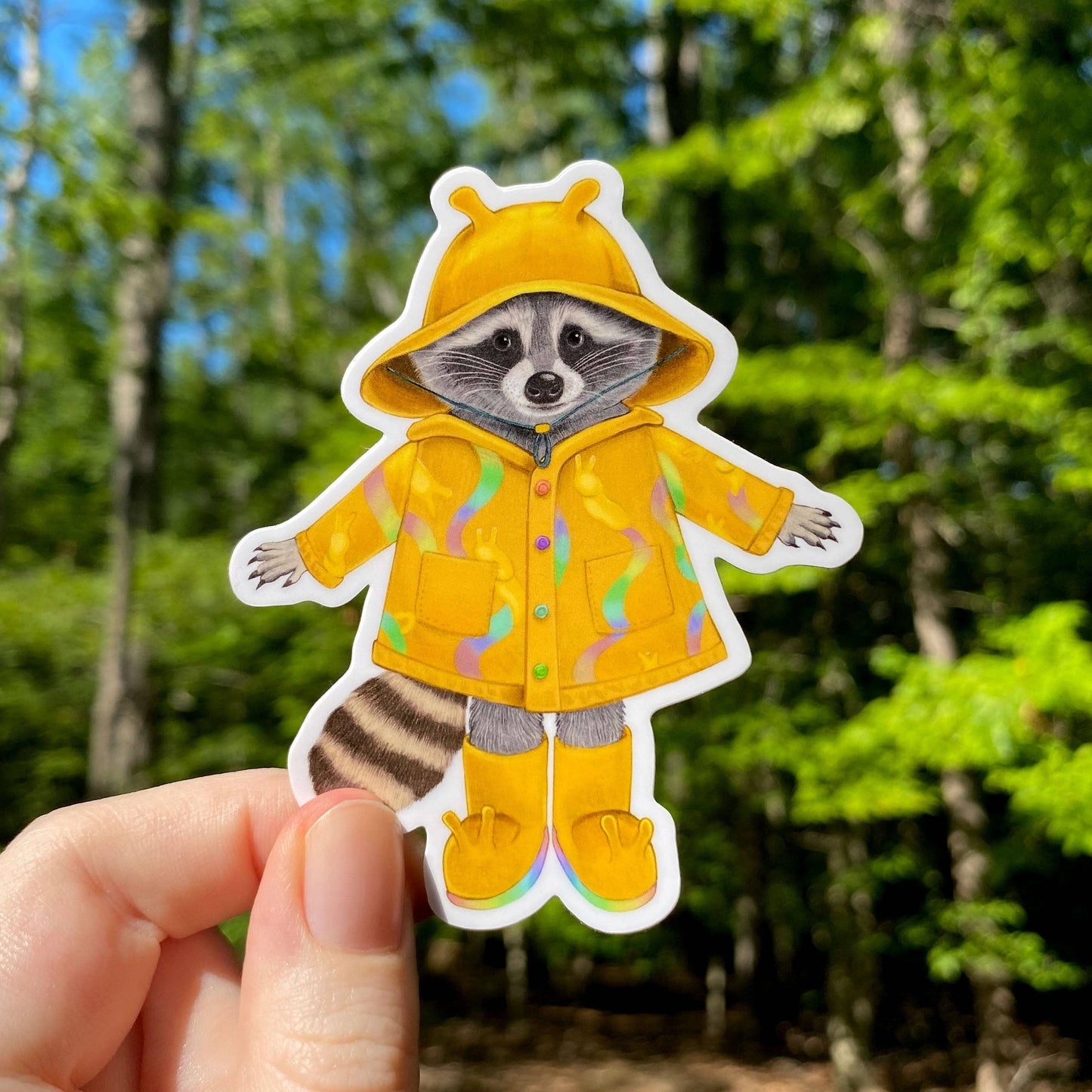 Raincoat Raccoon Vinyl Sticker