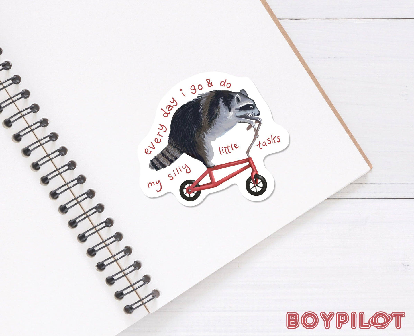 Silly Tasks Raccoon Vinyl Sticker