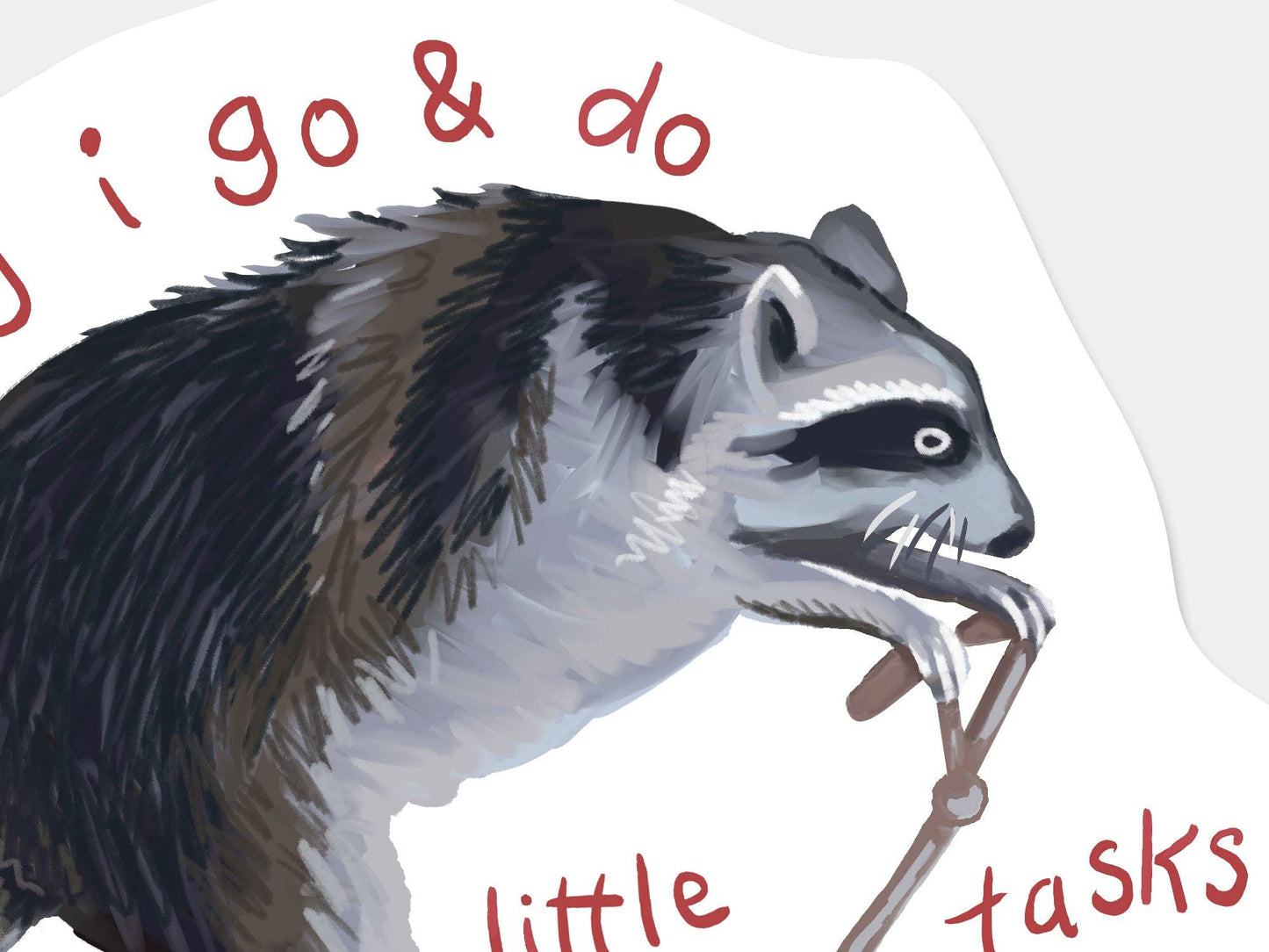 Silly Tasks Raccoon Vinyl Sticker