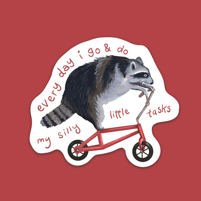 Silly Tasks Raccoon Vinyl Sticker