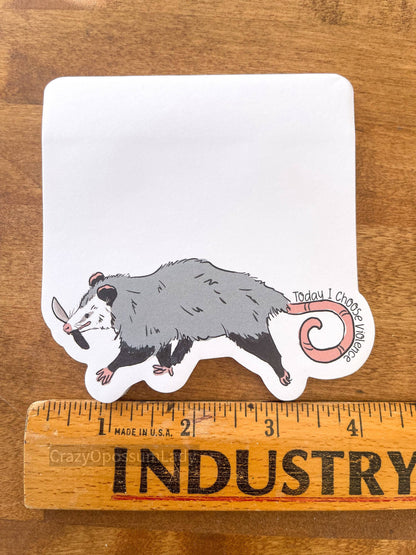 Today I Choose Violence Large Opossum Notepad Stationery