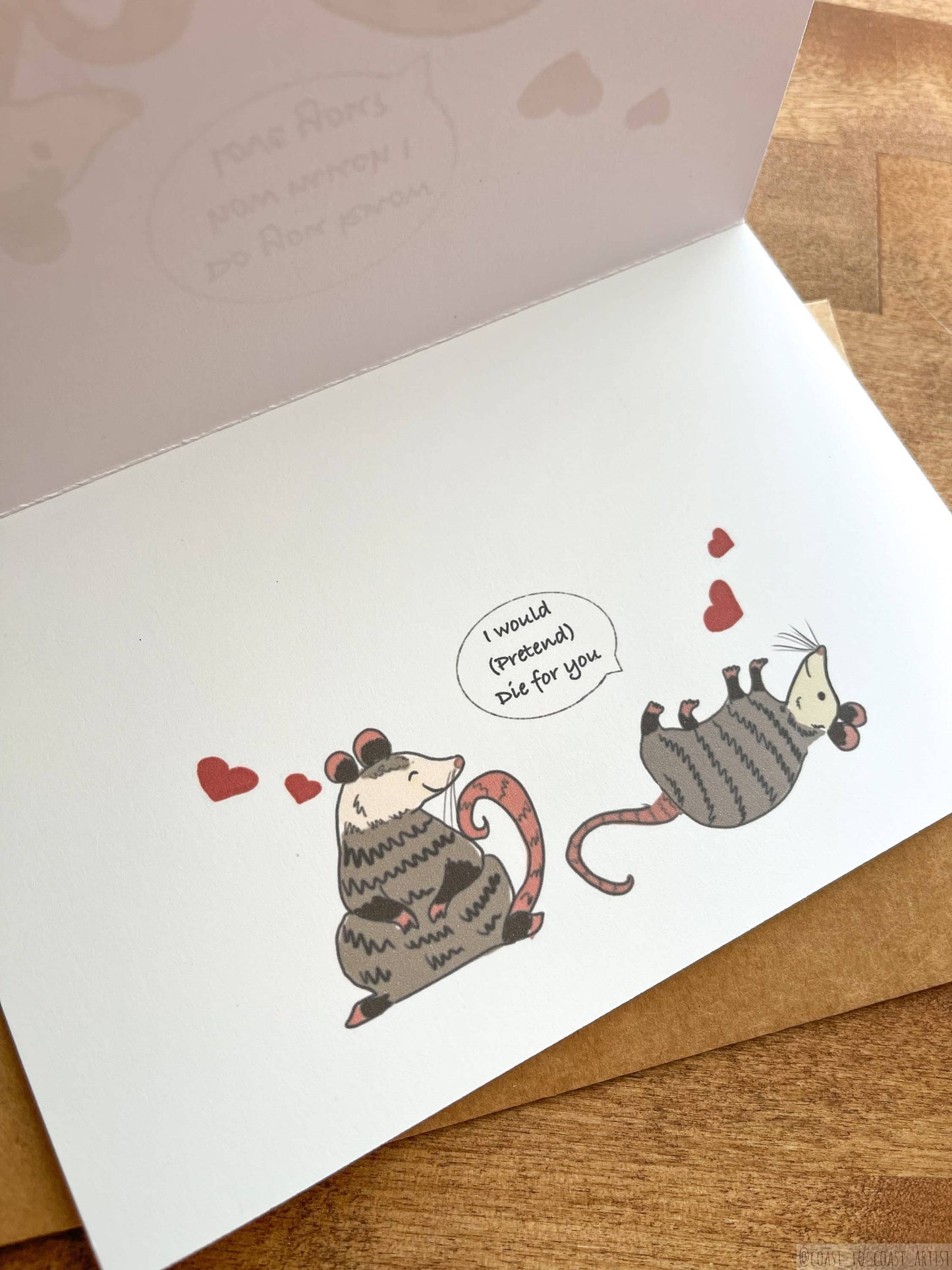 I Would Pretend To Die For You Opossum Card and Envelope