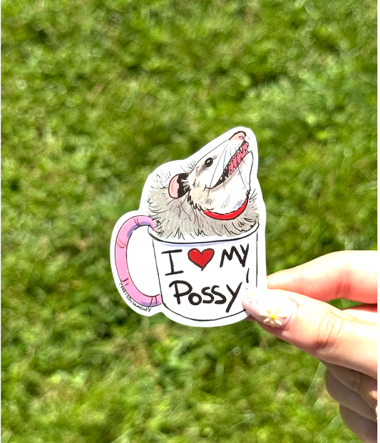 I Love My Possy Opossum Vinyl Sticker