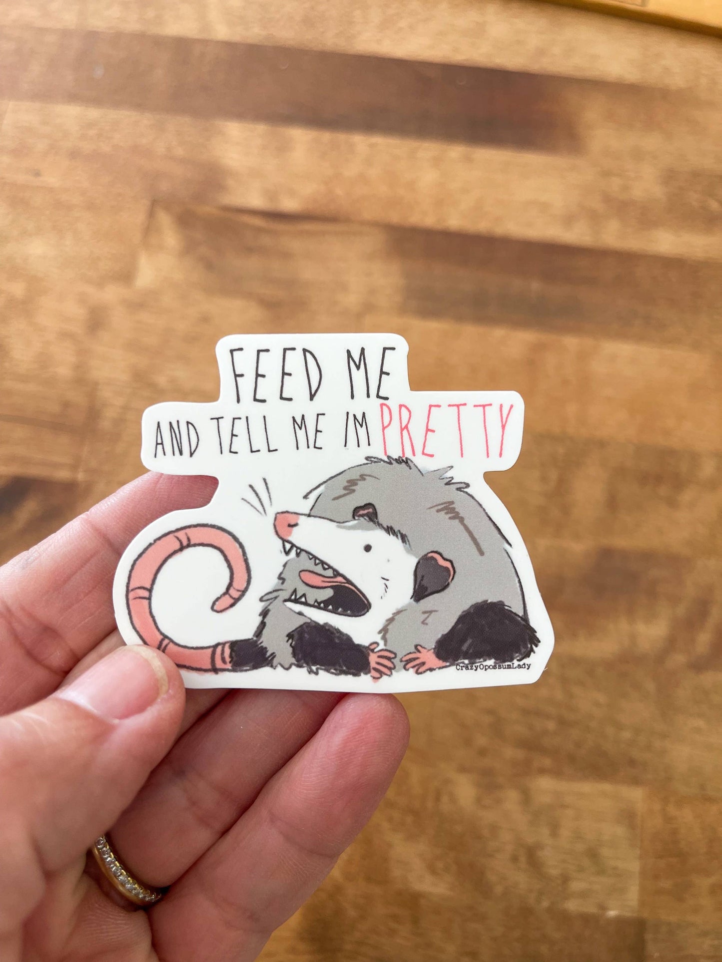Feed Me Pretty Opossum Vinyl Sticker