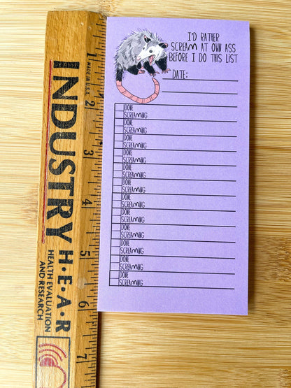 To-Do List Screaming Opossum Notepad
