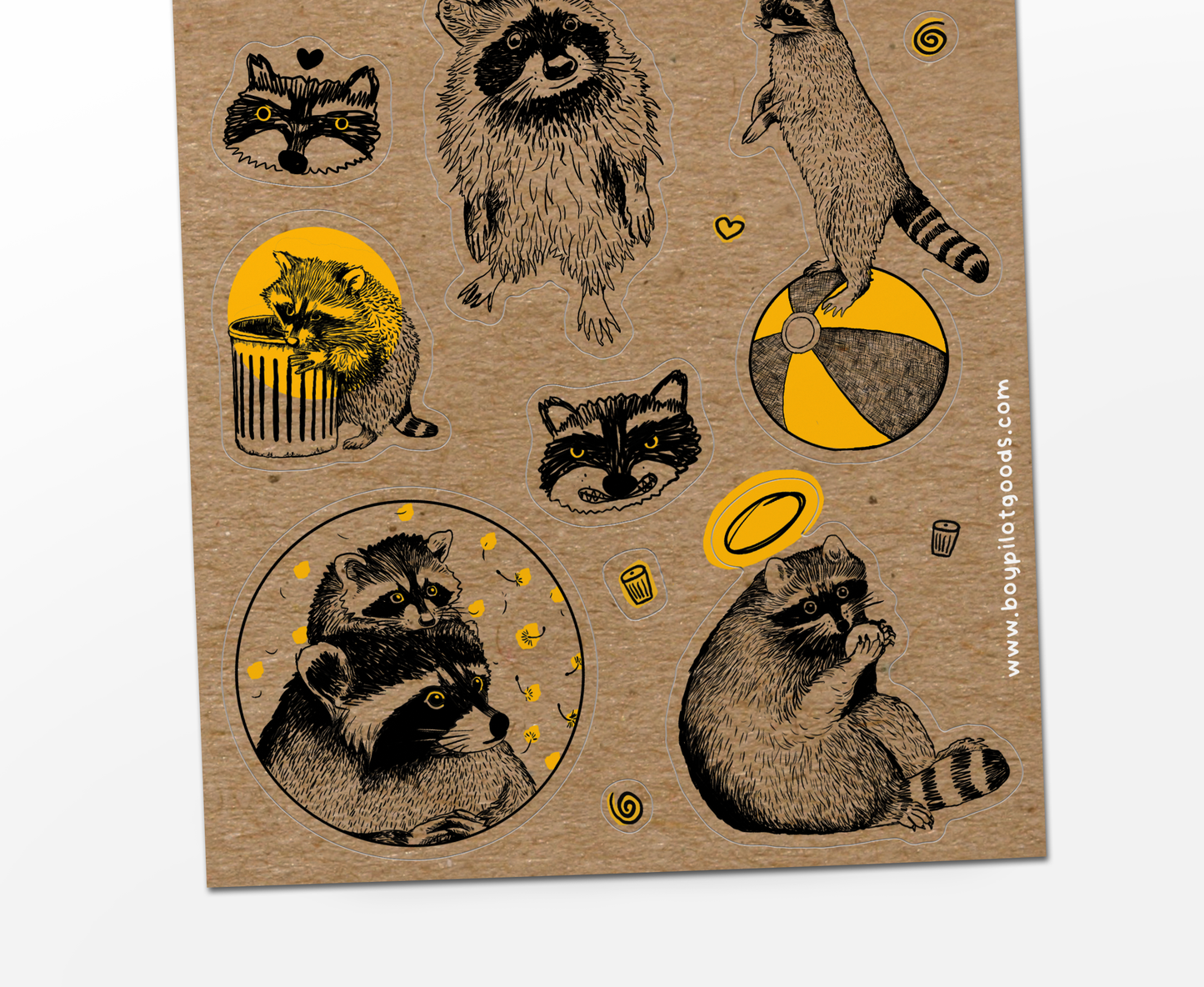 Raccoon Vintage Sticker Sheet