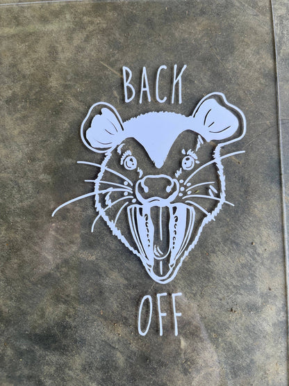 Back Off! Opossum Window Decal