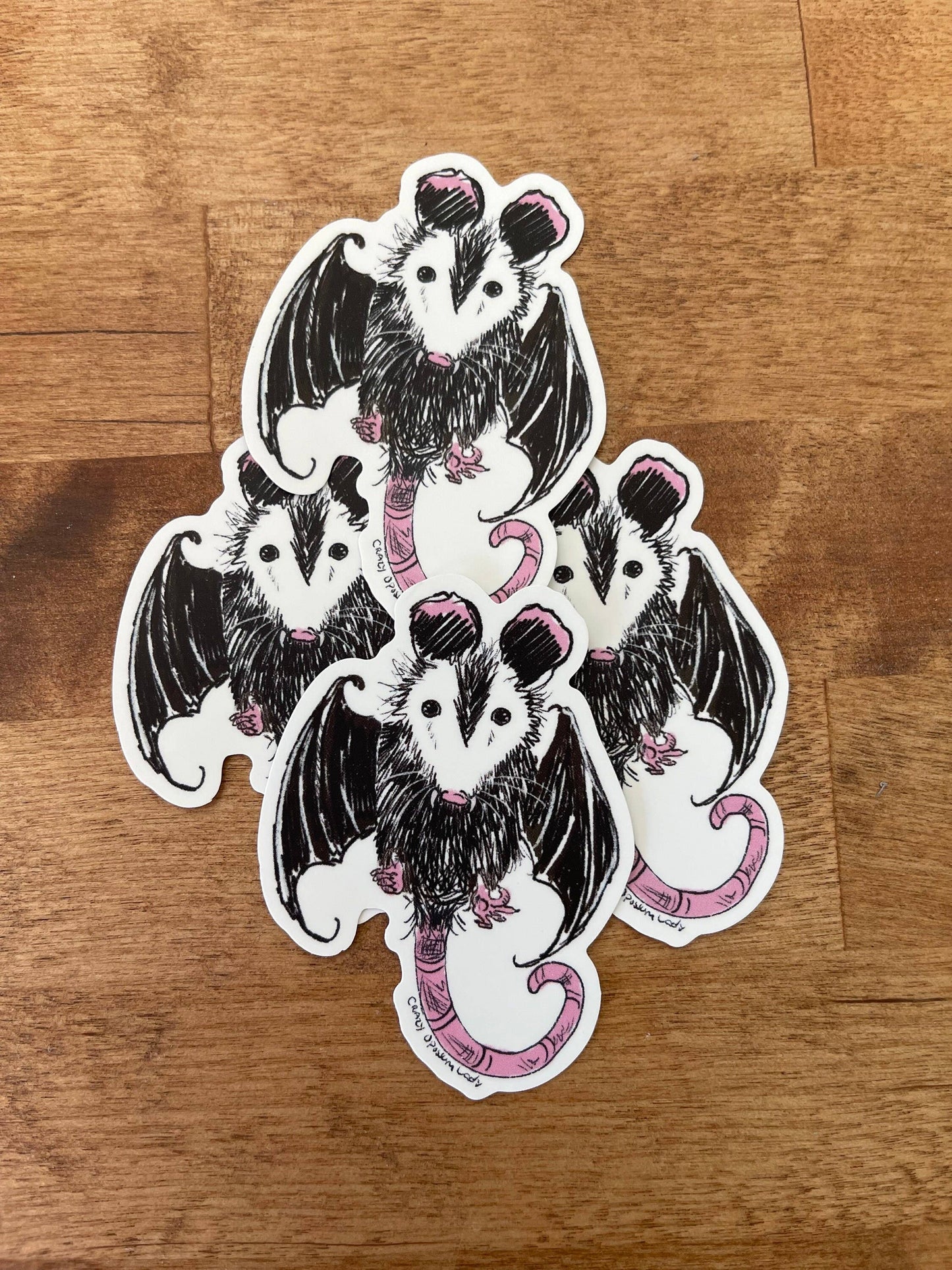 Flying Bat Opossum Vinyl Sticker