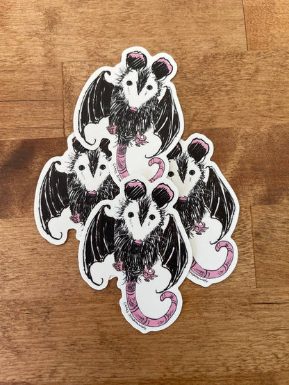 Flying Bat Opossum Vinyl Sticker