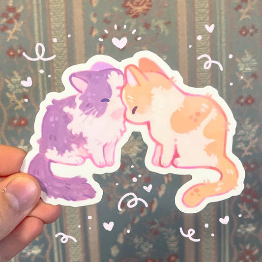 Kissing Kitties Vinyl Sticker