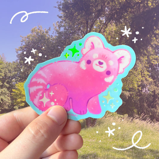 Red Panda Holographic Vinyl Sticker