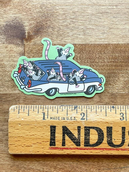 Family Vacation Opossum Vinyl Sticker