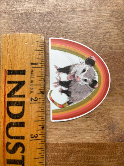Vintage Rainbow Opossom Joey Vinyl Sticker