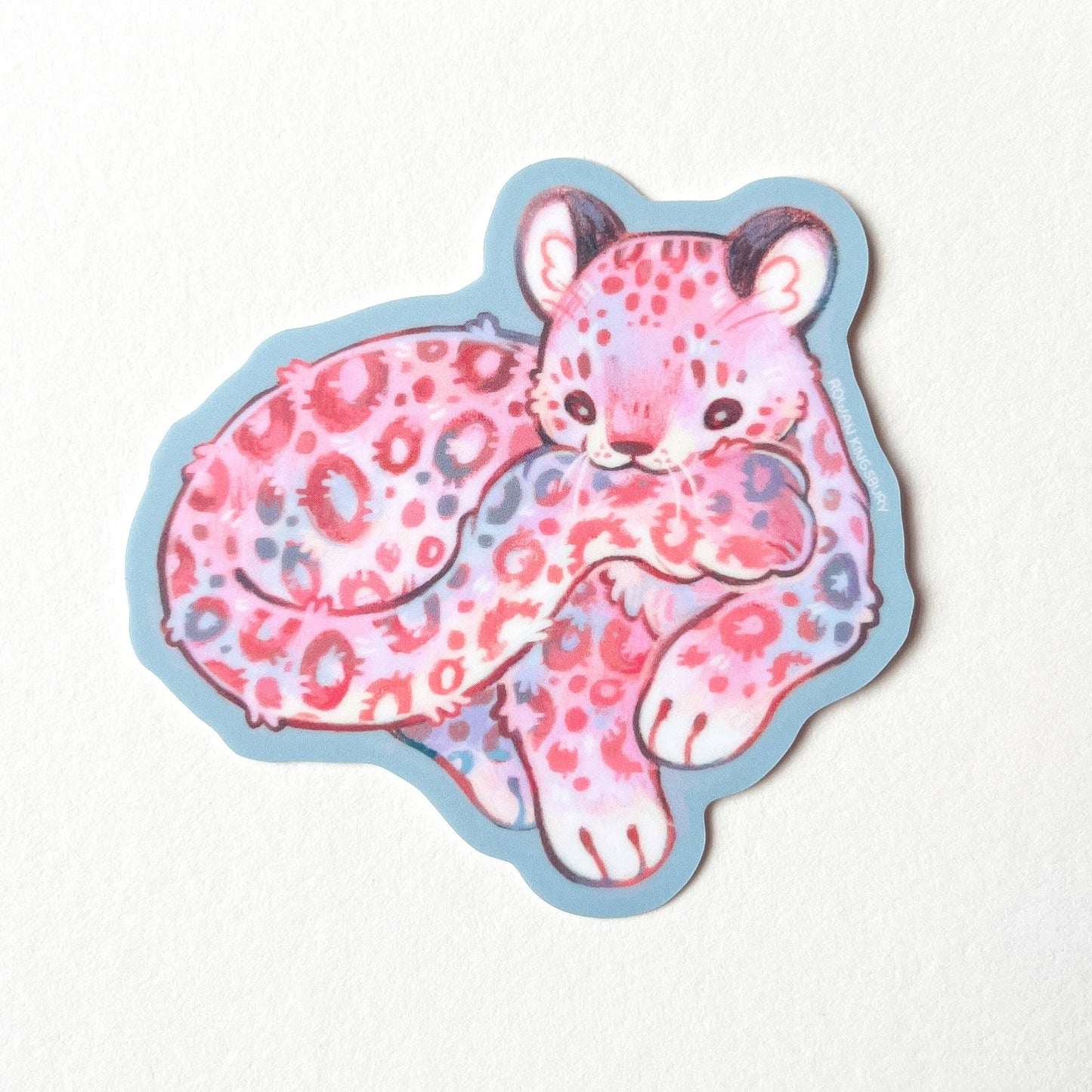 Cuddly Snow Leopard Vinyl Sticker