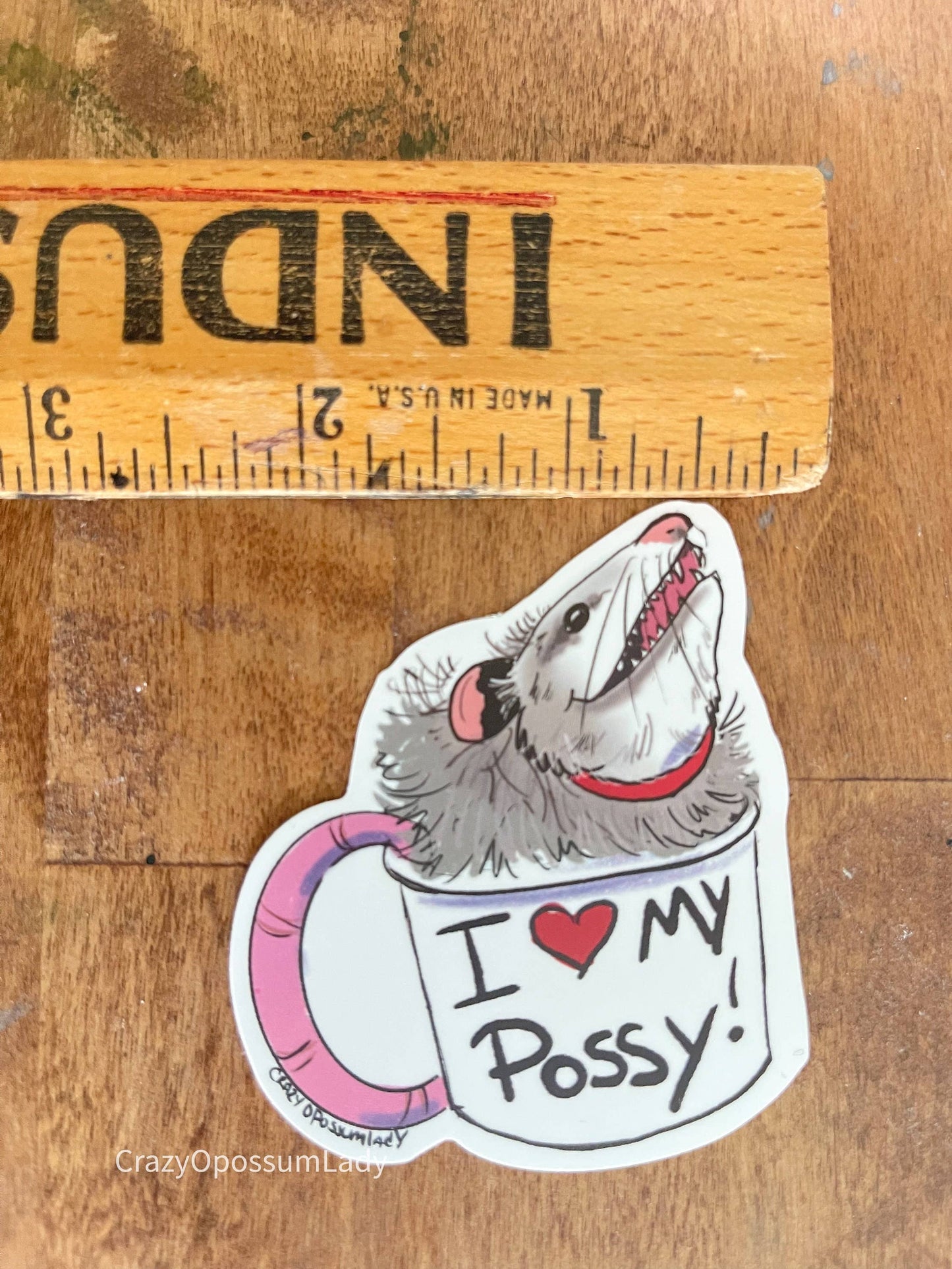 I Love My Possy Opossum Vinyl Sticker