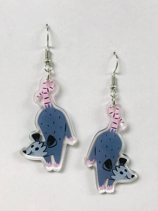 Dangling Opossum Acrylic Earrings