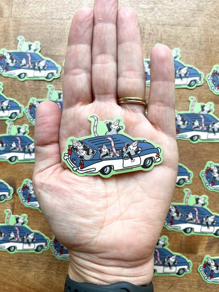 Family Vacation Opossum Vinyl Sticker