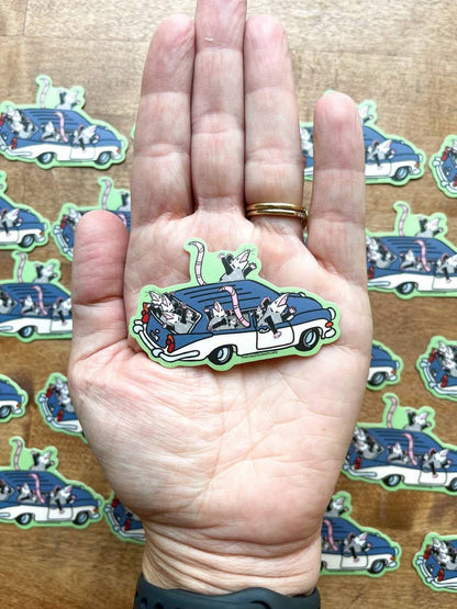 Family Vacation Opossum Vinyl Sticker