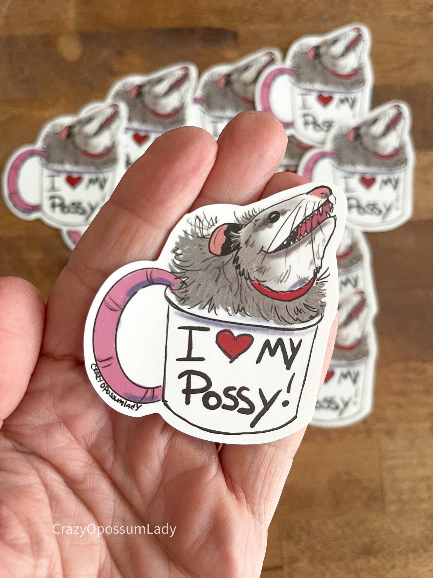 I Love My Possy Opossum Vinyl Sticker