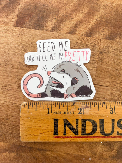 Feed Me Pretty Opossum Vinyl Sticker