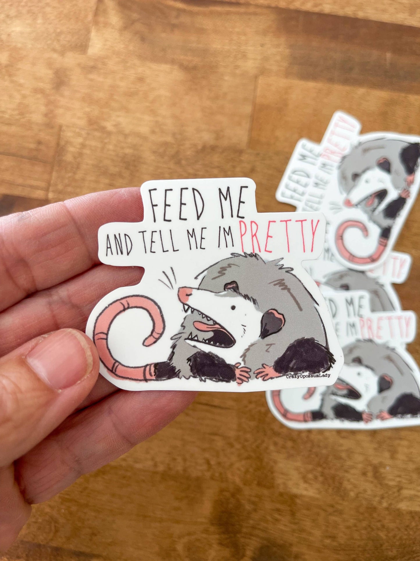 Feed Me Pretty Opossum Vinyl Sticker