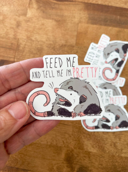 Feed Me Pretty Opossum Vinyl Sticker
