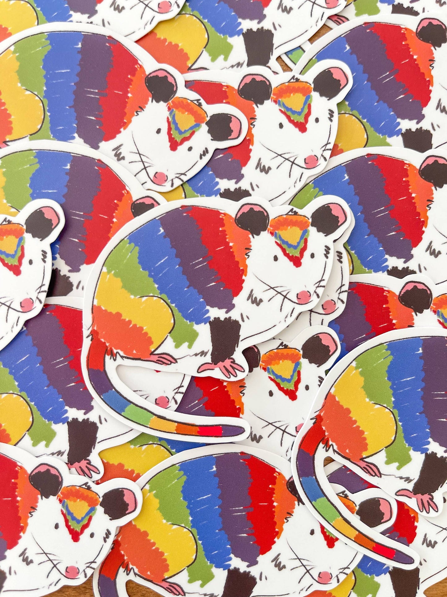 Rainbow Opossum Vinyl Sticker