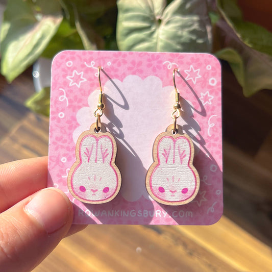 White Rabbit Wooden Earrings