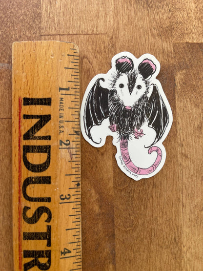 Flying Bat Opossum Vinyl Sticker