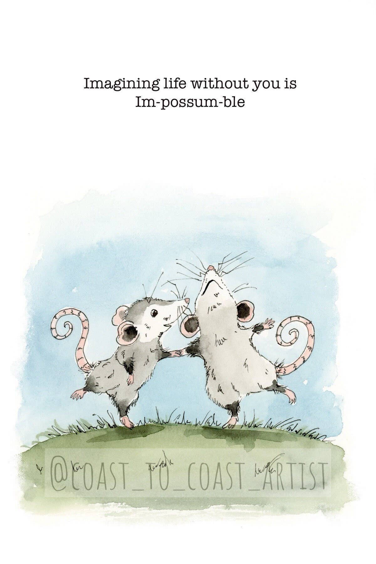 Life Without You Is Im-Possum-ble Opossum Card and Envelope