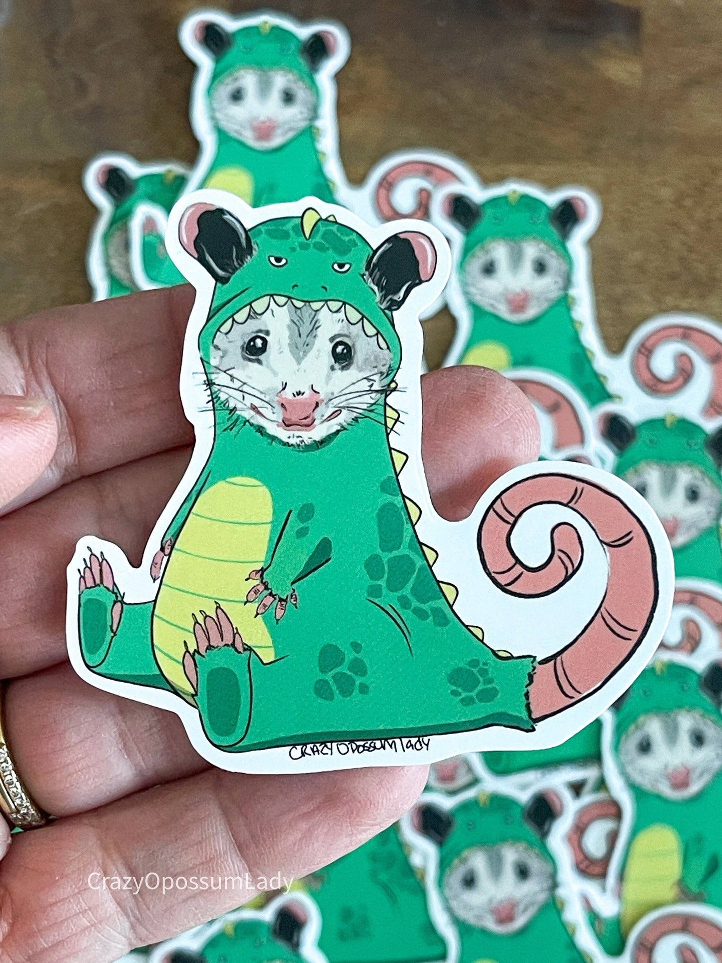 Dino Opossum Vinyl Sticker