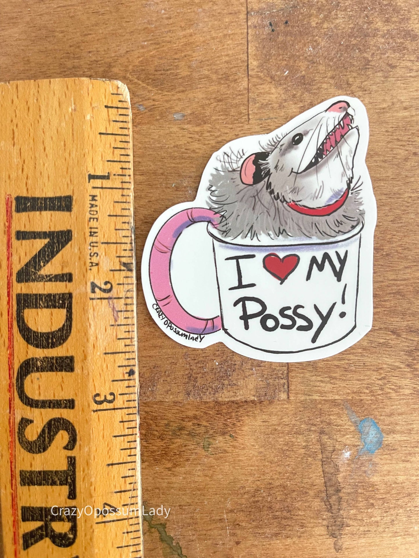 I Love My Possy Opossum Vinyl Sticker