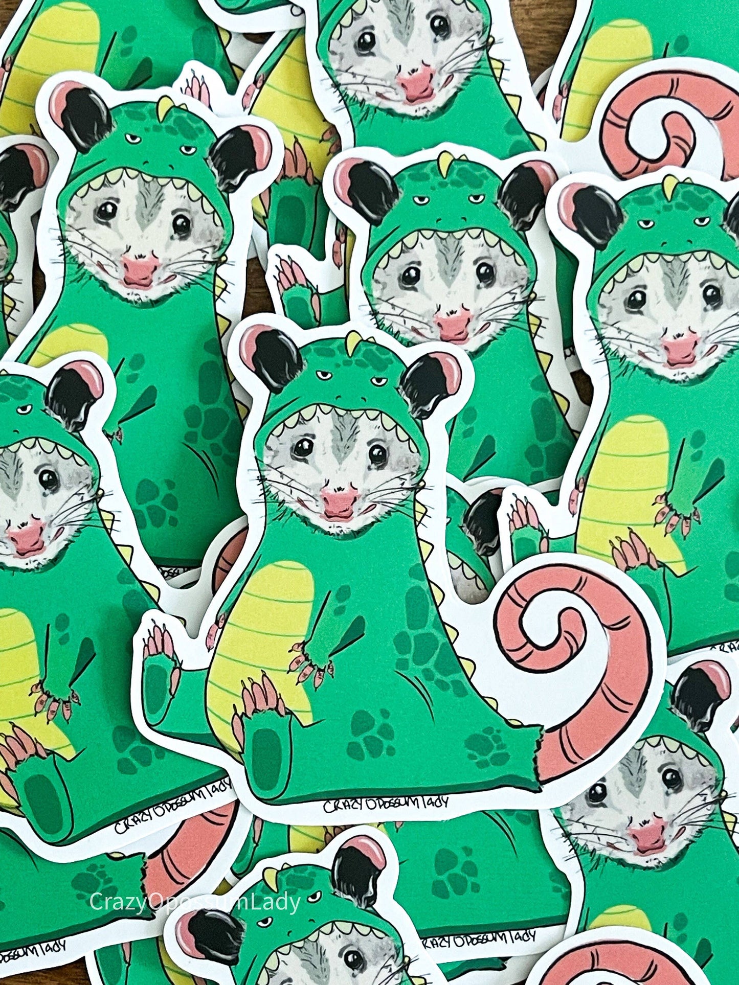 Dino Opossum Vinyl Sticker
