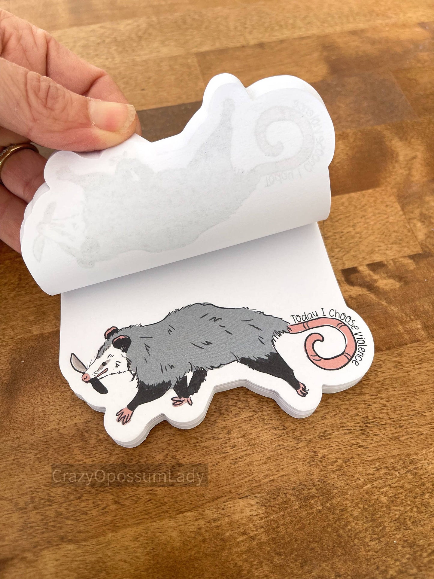 Today I Choose Violence Large Opossum Notepad Stationery