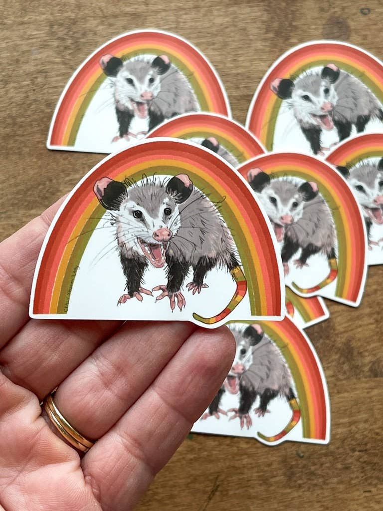 Vintage Rainbow Opossom Joey Vinyl Sticker